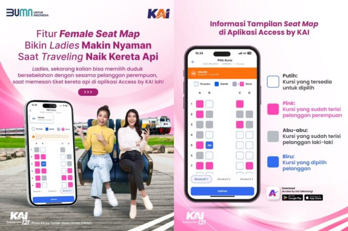Fitur Female Seat Maps di Aplikasi Access by KAI