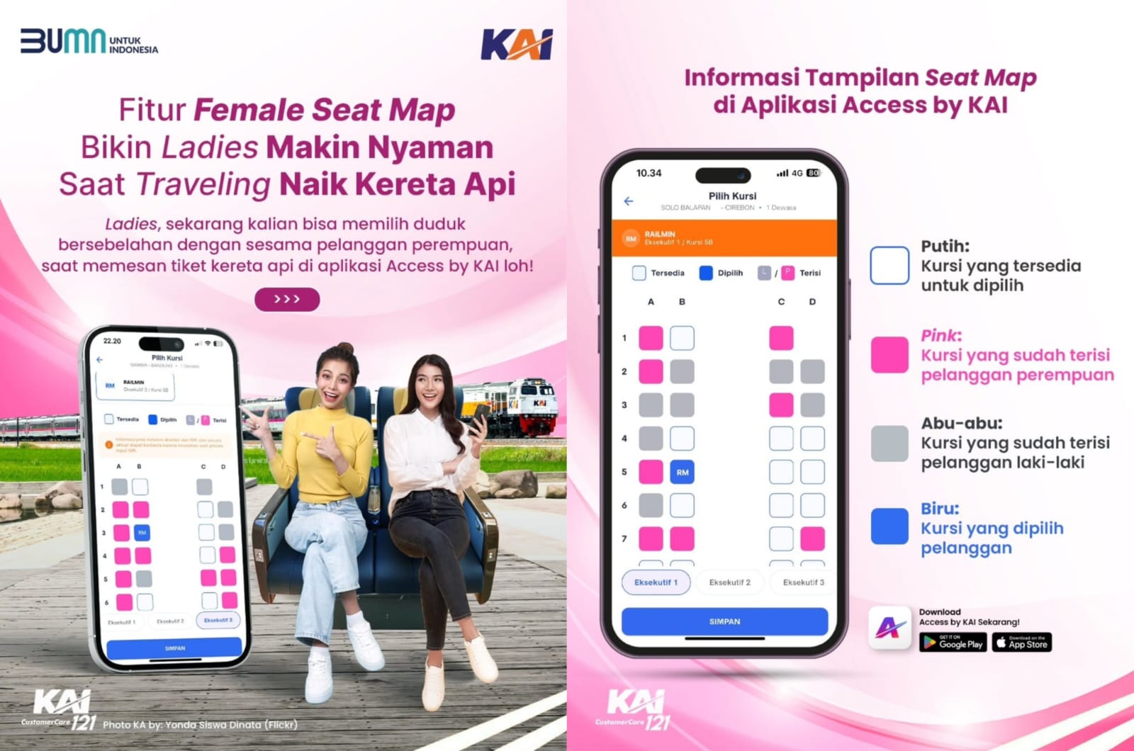Fitur Female Seat Maps di Aplikasi Access by KAI