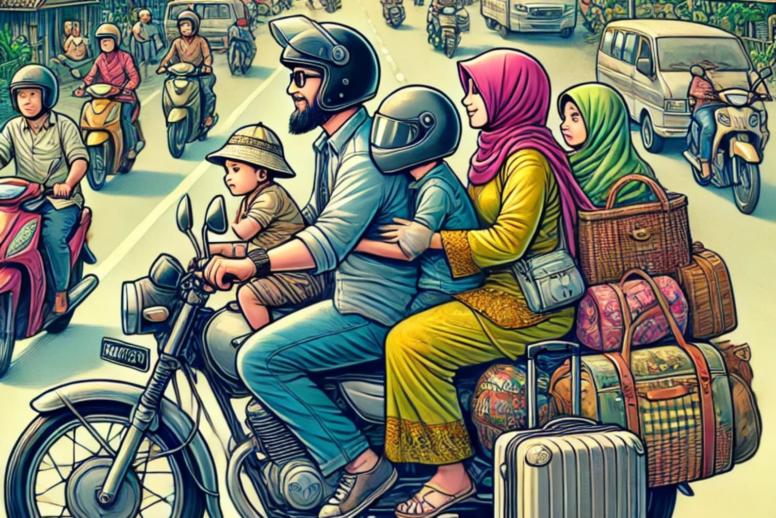 Foto ilustrasi mudik menggunakan motor