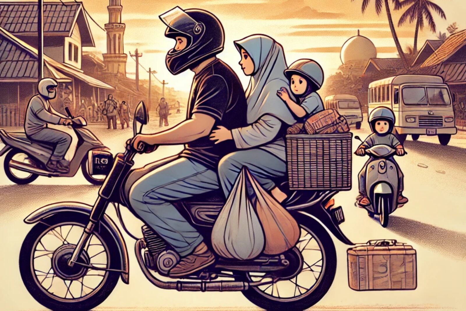 Foto ilustrasi mudik menggunakan motor
