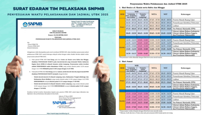 penyesuaian terhadap waktu pelaksanaan dan jadwal UTBK 2025