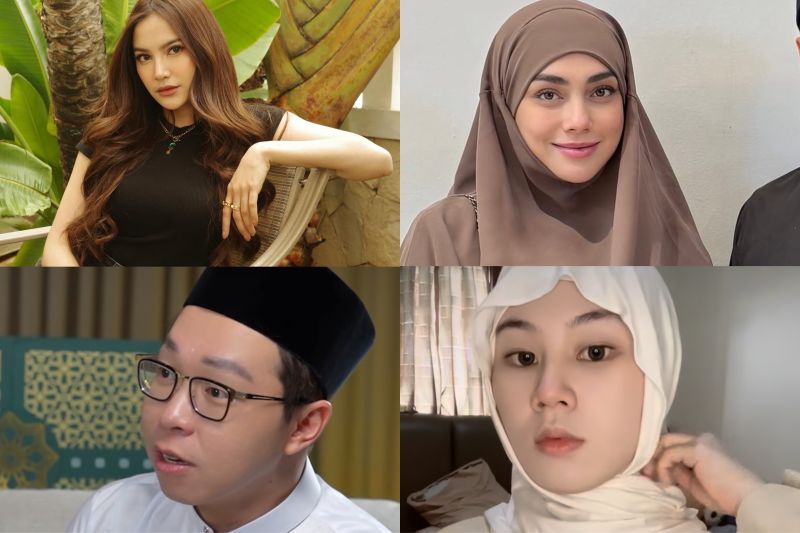 selebritas mualaf Mahalini (kiri atas), Celine Evangelista (kanan atas), Dr. Richard Lee (kiri bawah), Listy Chan (kanan bawah).