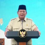 Presiden Prabowo Subianto saat berpidato dalam agenda peluncuran Peraturan Pemerintah tentang Tata Kelola Penyelenggaraan Sistem Elektronik dalam Perlindungan Anak di kompleks Istana Kepresidenan, Jakarta, Jumat (28/3/2025).
