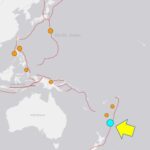 eta pusat gempa magnitudo 7,1 di wilayah Kepulauan Kermadec, Selandia Baru yang dirilis BMKG, Senin (24/4/2023).