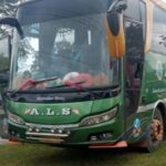 Bus ALS yang ditumpangi korban, di Pos Pengamanan Idul Fitri