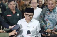 Ketua Umum DPP PKB Abdul Muhaimin Iskandar di kompleks parlemen, Jakarta, Rabu (23/4/2025). (ANTARA/Bagus Ahmad Rizaldi)