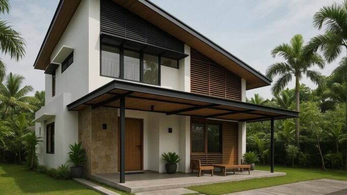Fasad Rumah Minimalis dengan Atap Miring
