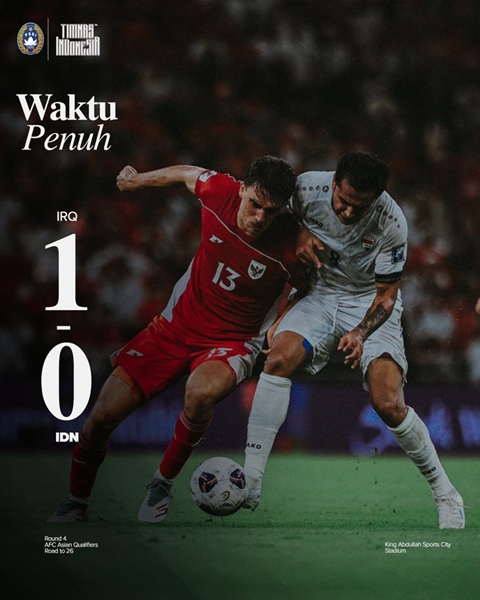 Harapan Pupus, Timnas Indonesia Gagal Lolos ke Piala Dunia 2026 Setelah Kalah dari Irak