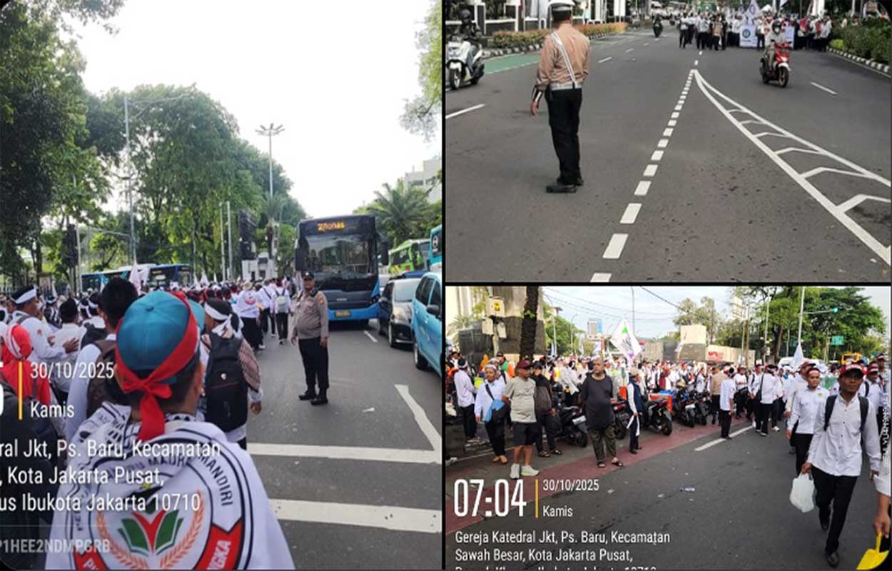 Demo Guru Monas Pengamanan Polisi