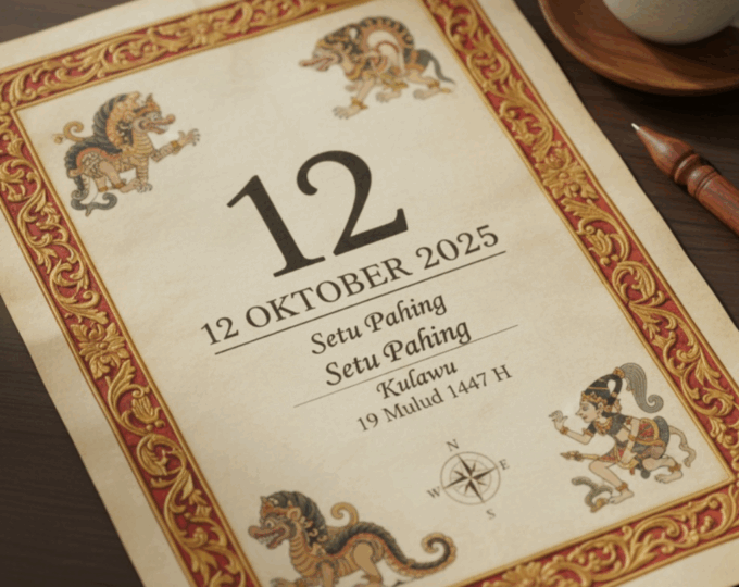 Kalender Jawa 12 Oktober 2025: Weton, Neptu, dan Makna Spiritual Hari Minggu Pahing