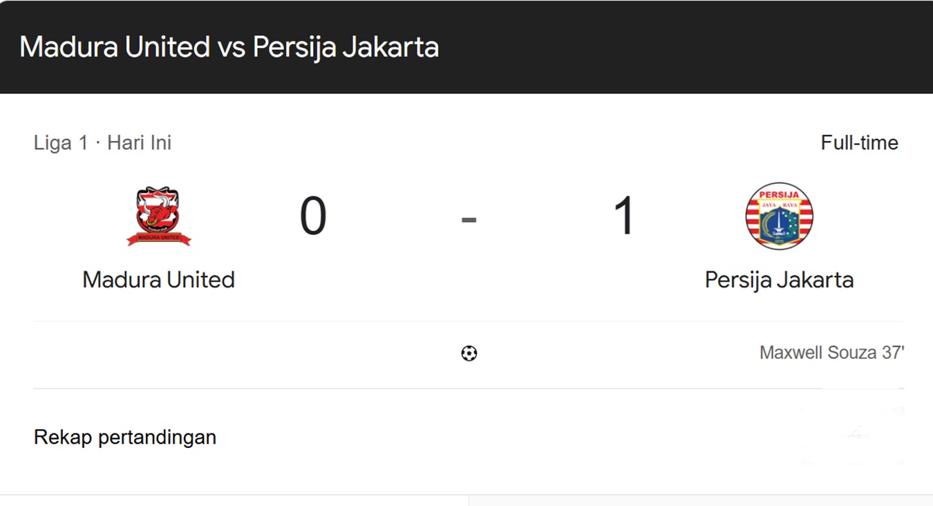Persija Bungkam Madura United di Kandang, Macan Kemayoran Raih 3 Poin