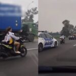 Naik Motor Tanpa Helm Masuk Tol