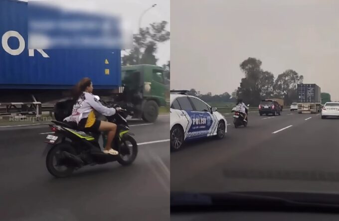 Naik Motor Tanpa Helm Masuk Tol