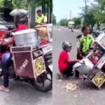 Satpam PT KIW hentikan pedagang keliling