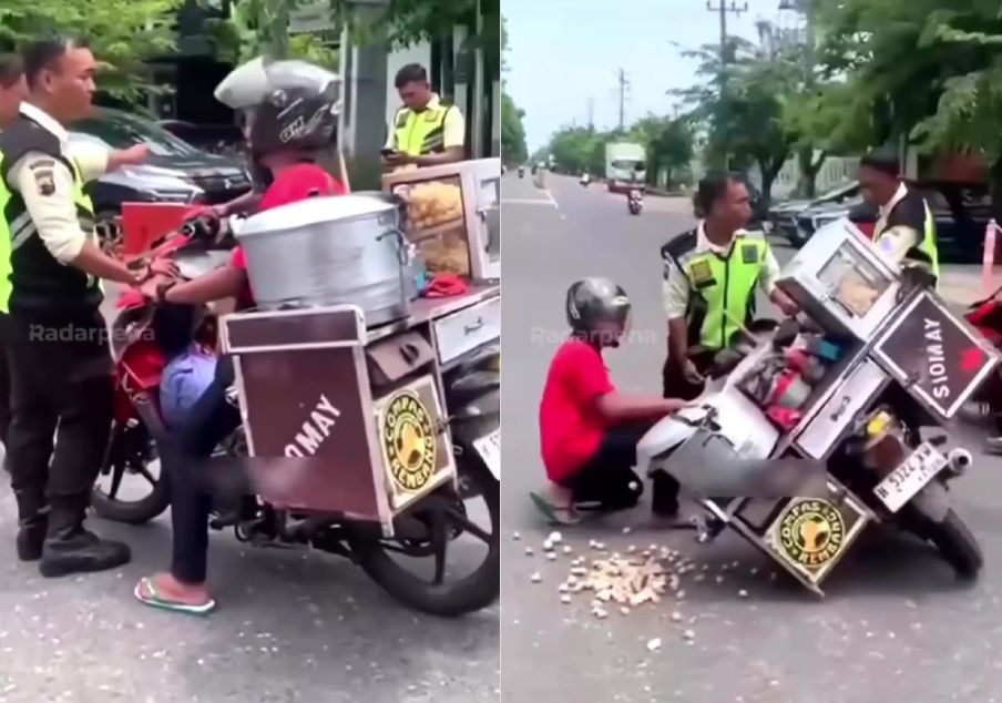 Satpam PT KIW hentikan pedagang keliling