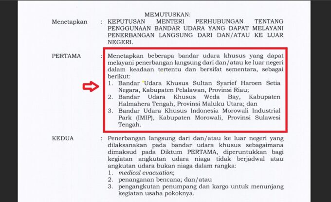 KEPMENHUB KM 38, Bandara IMIP Morowali Ternyata Punya Izin Layani Penerbangan Internasional