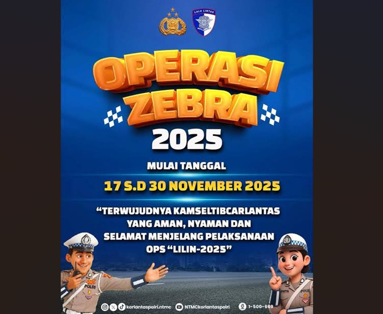 OPERASI ZEBRA 2025 DIMULAI, ETLE Jadi Senjata Utama, Tilang Manual Tetap Ada
