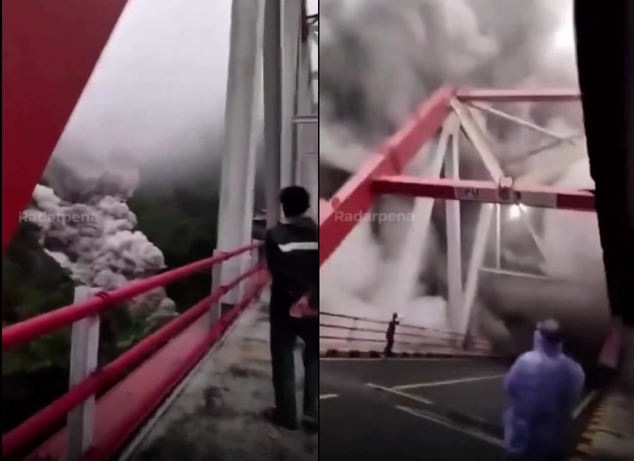 Penampakan awan panas Gunung Semeru