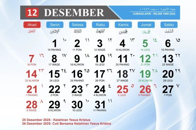 24 Desember 2025 Bukan Cuti Bersama