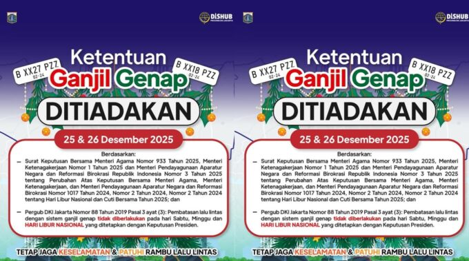 Ganjil Genap Jakarta DITIADAKAN Saat Libur Natal & Tahun Baru 2026