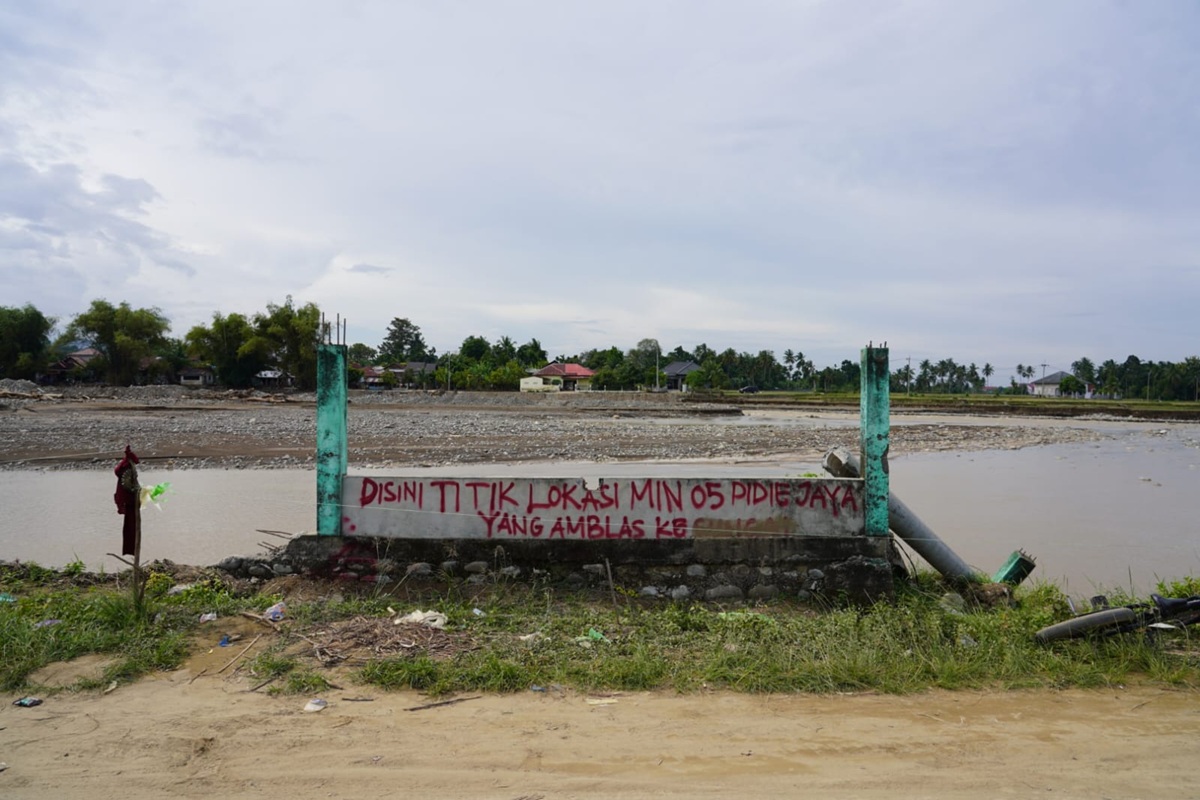 Lokasi bangunan MIN 5 Pidie Jaya yang hanyut diterjang banjir bandang.