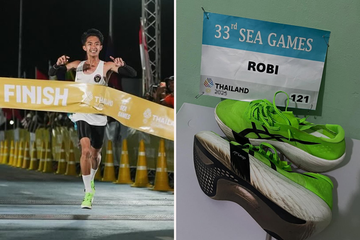 Atlet lari nasional Robi Syianturi melelang sepatu yang dikenakan di SEA Games 2025.