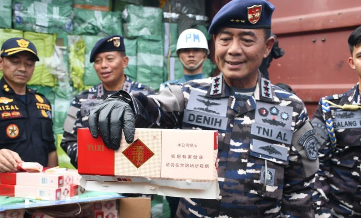 TNI AL Sikat Habis Rokok Ilegal Internasional Made in Kamboja