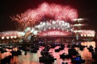 Perayaan tahun baru di Sydney, Australia.