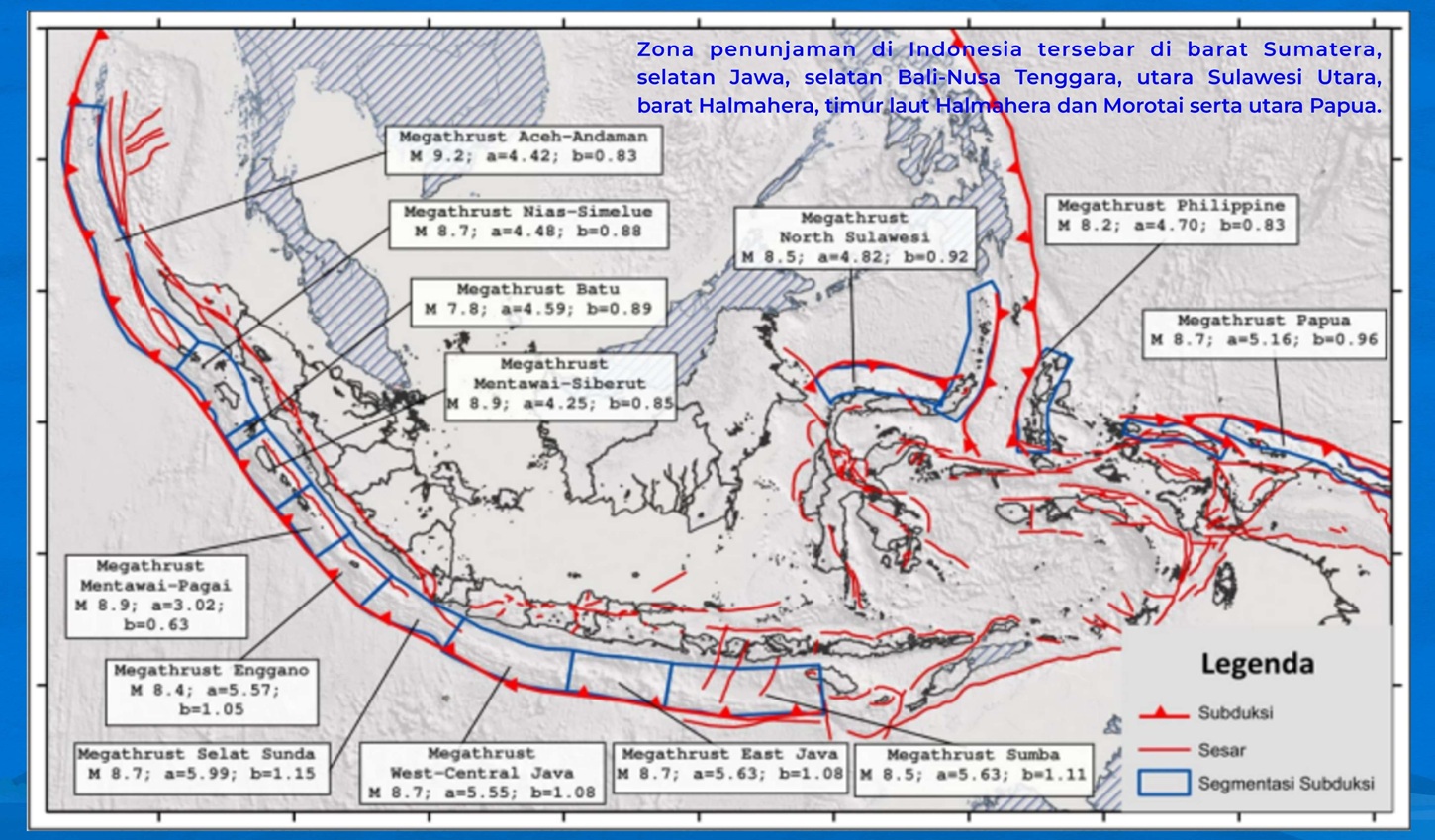 ZONA MEGATHRUST INDONESIA BERTAMBAH 14 TITIK