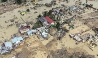Kondisi dari udara situasi bencana banjir di Aceh Tamiang, Rabu (4/12/2025).