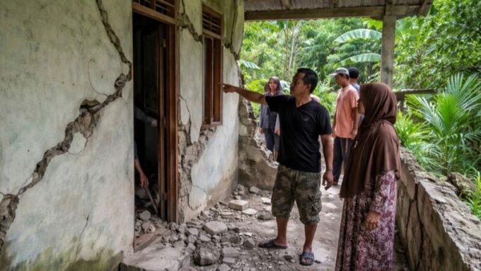Rumah yang terdampak gempa di Kabupaten Agam Sumbar