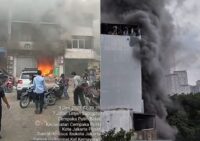 Kolase tangkapan video kebakaran di Gedug Terra Drone
