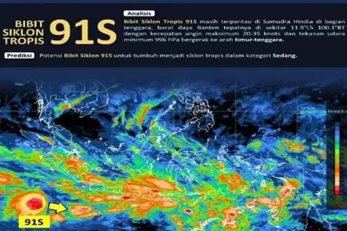 Siklon Tropis 91s berpotensi picu bencana