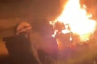 Truk angkut bantuan terbakar di Aceh