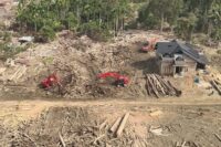 Gelondongan kayu banjir bandang di Sumatra dimanfaatkan untuk pembangunan huntara.