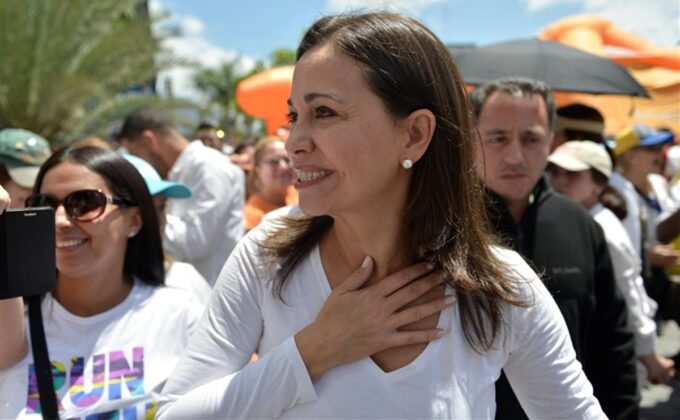 Pemimpin oposisi Venezuela dan pemenang Hadiah Nobel Perdamaian, Maria Corina Machado.