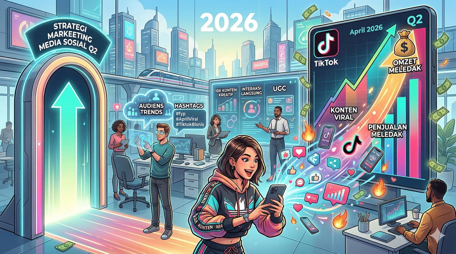 Meledakkan omzet April 2026 dengan strategi marketing media sosial Q2 terbaru! Simak ide konten promosi TikTok viral yang bikin penjualan naik tajam.
